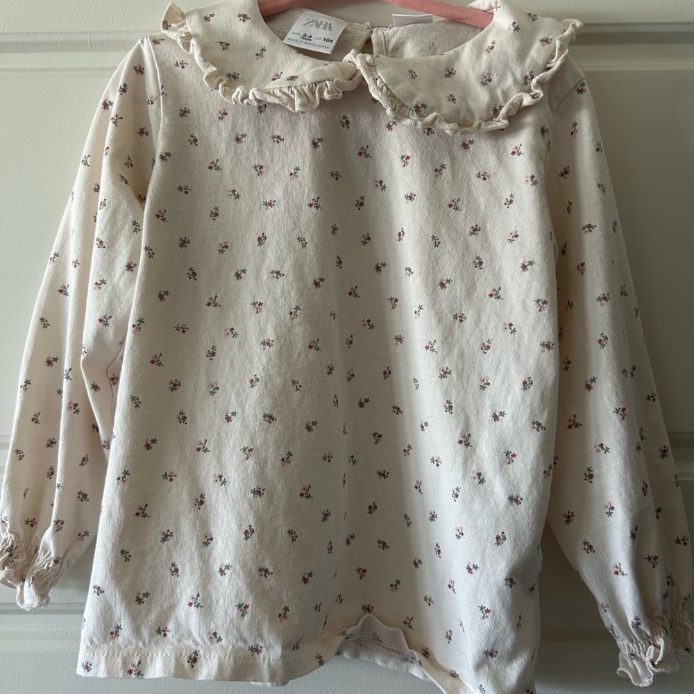 Zara Kids Ivory Floral Blouse